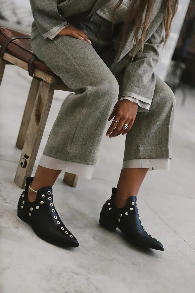 Briony | Pointed Ankle Boot with Studs