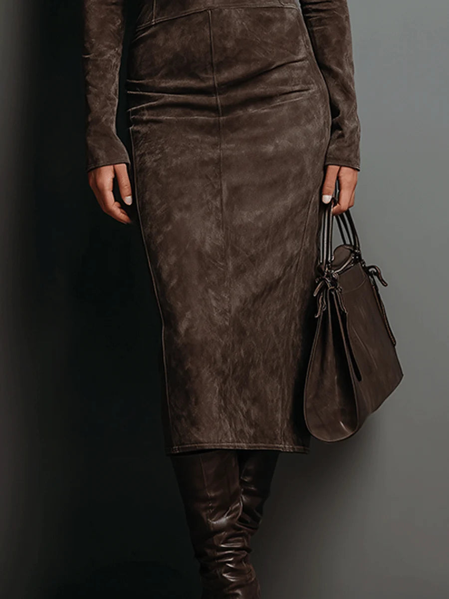 Eva | Luxe Suede Midi Dress