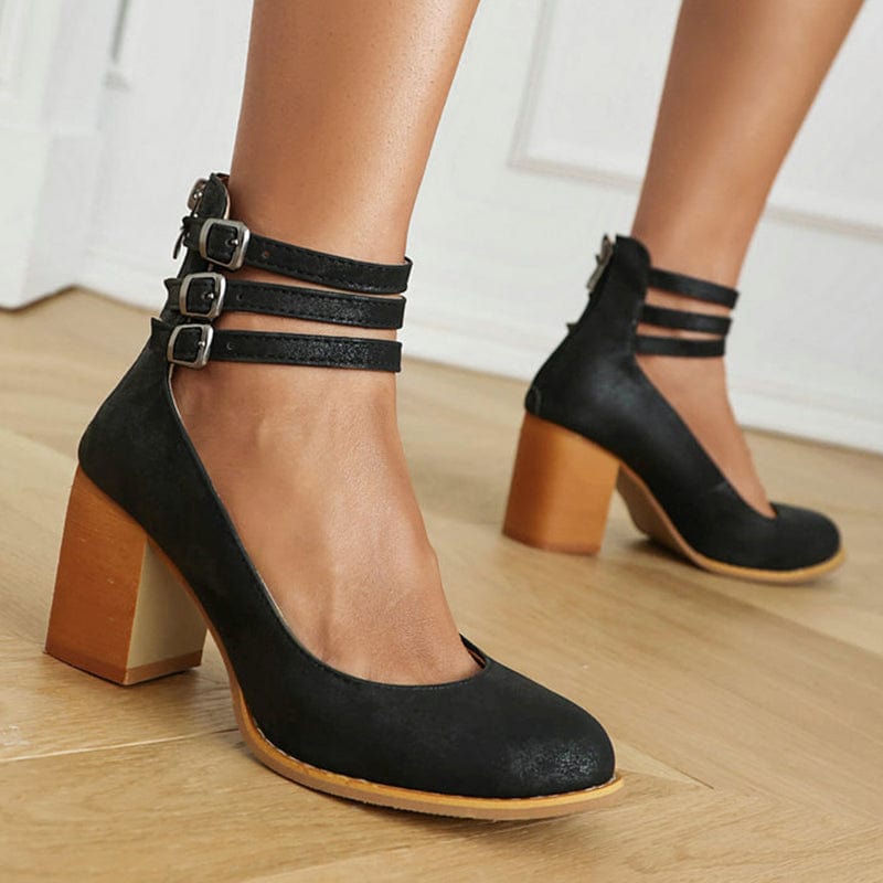 Aria | Elegant Triple Buckle Heels