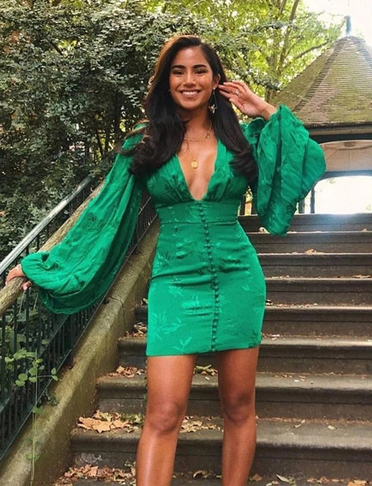 Mirella | Textured Balloon-Sleeve Dress