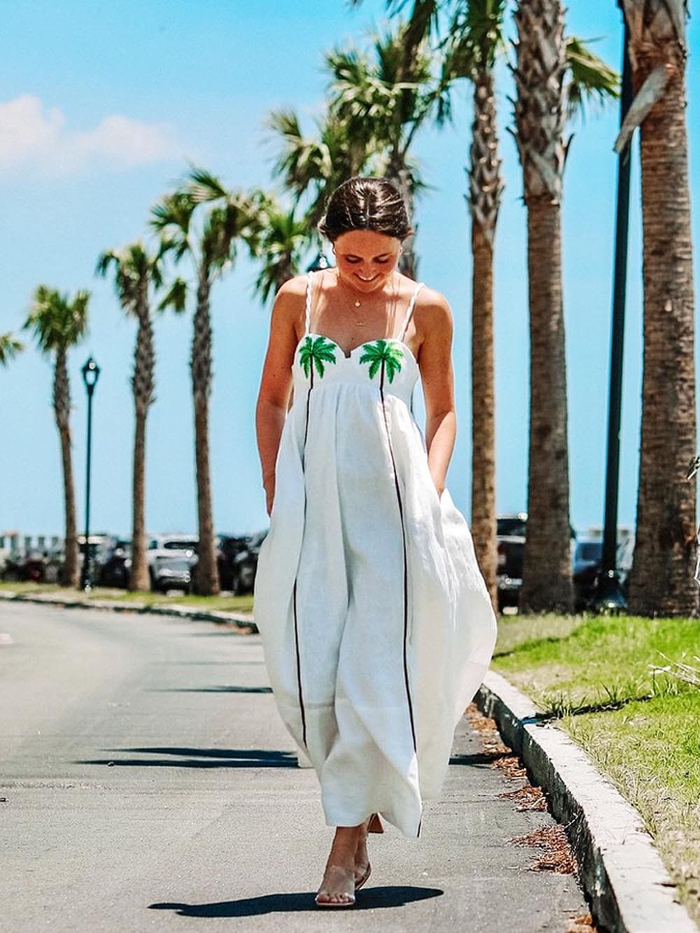 Isadora | Flowing Palm Print Maxi Dress