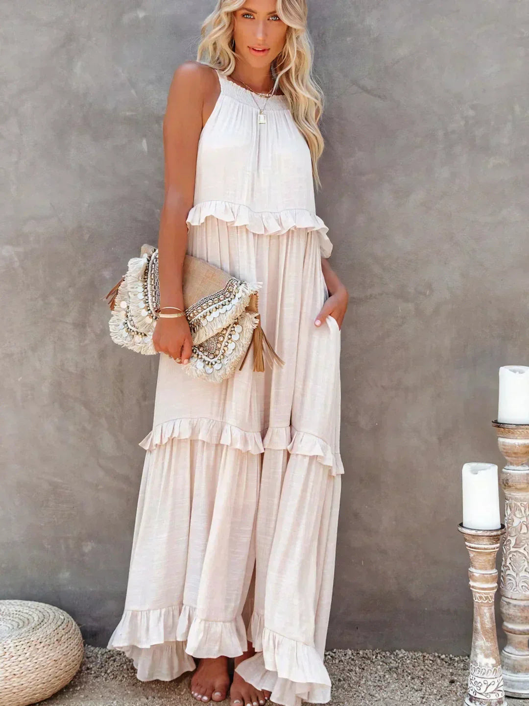 Lara | Halterneck Dress with Ruffles