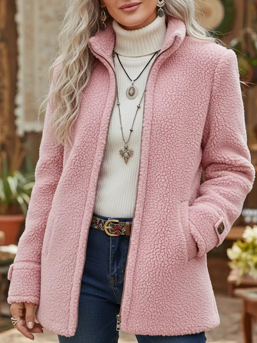 Chanelle | Full-Zip Lambswool-Feel Stand Collar Jacket