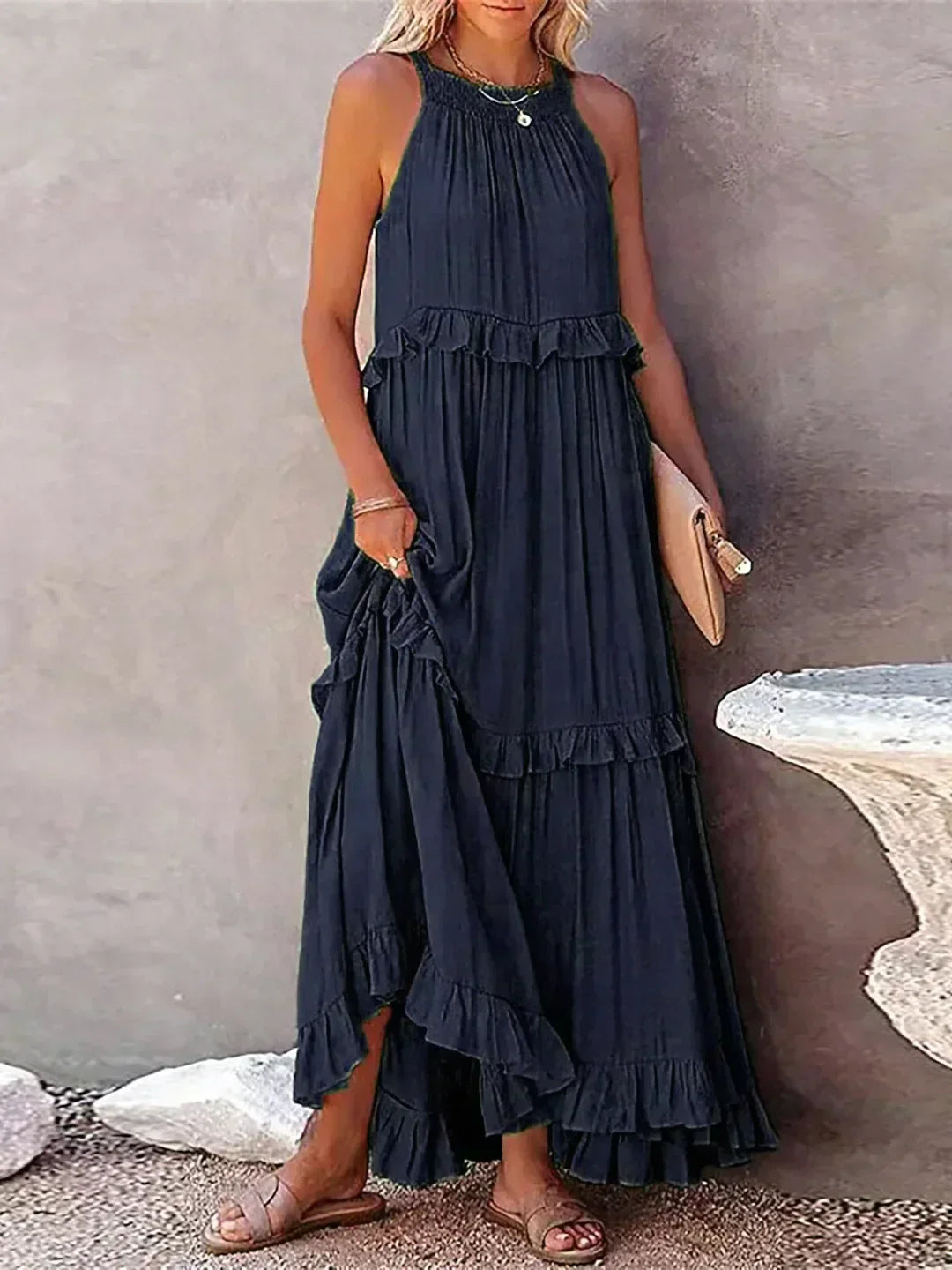 Lara | Halterneck Dress with Ruffles