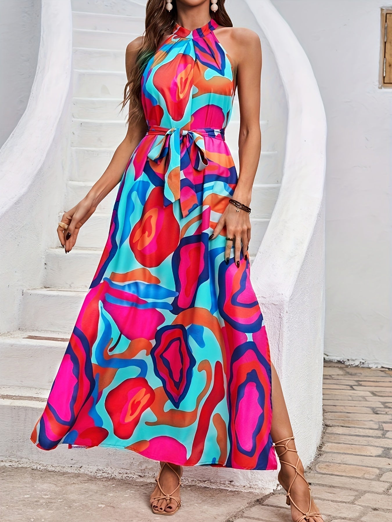 Taliah | Exquisite Halter Maxi Dress