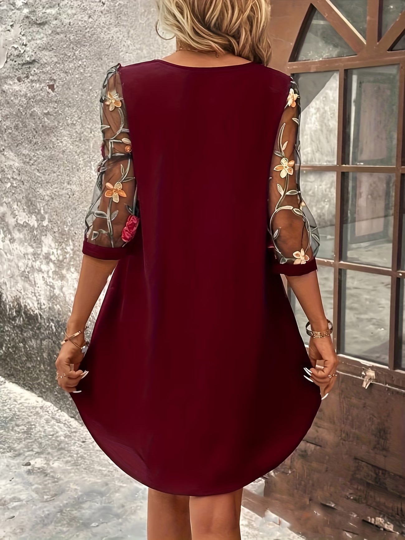 LUCY™ – Floral Embroidered Bishop Sleeve Dress
