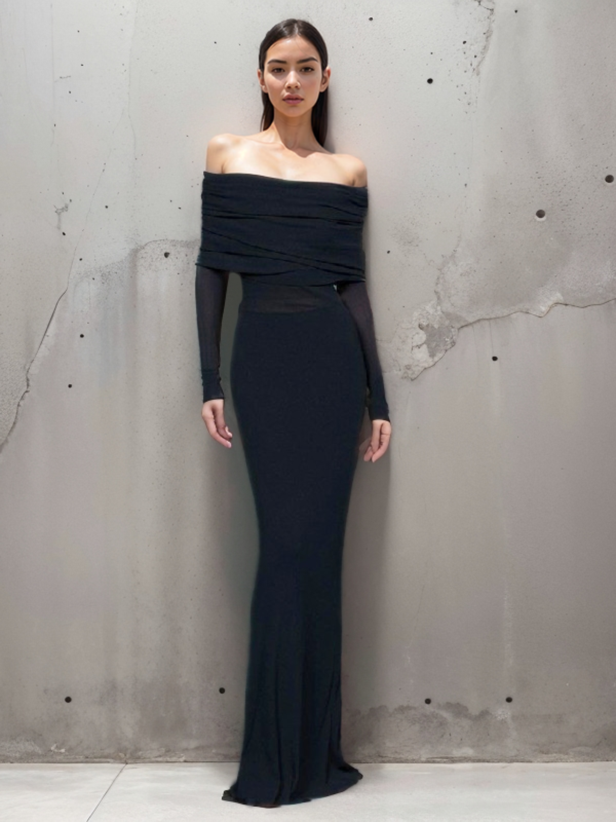 Abrielle | Off-Shoulder Mesh Maxi Dress