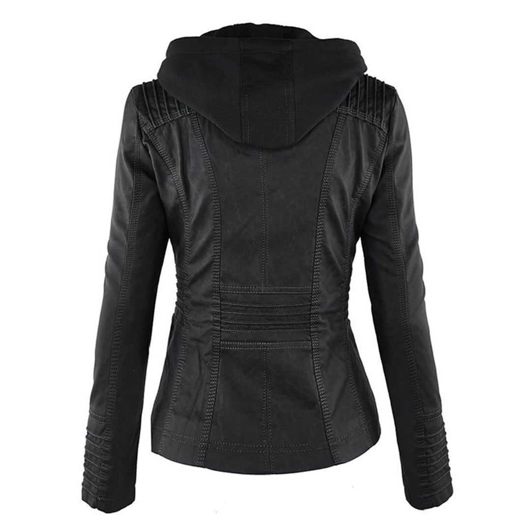 Isolde | Elegant Hooded Leather Jacket