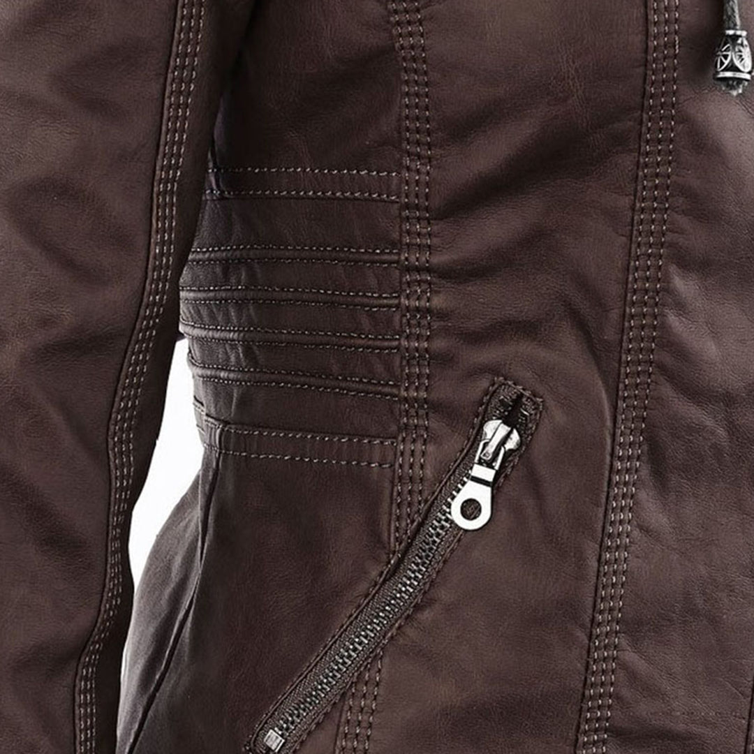 Isolde | Elegant Hooded Leather Jacket