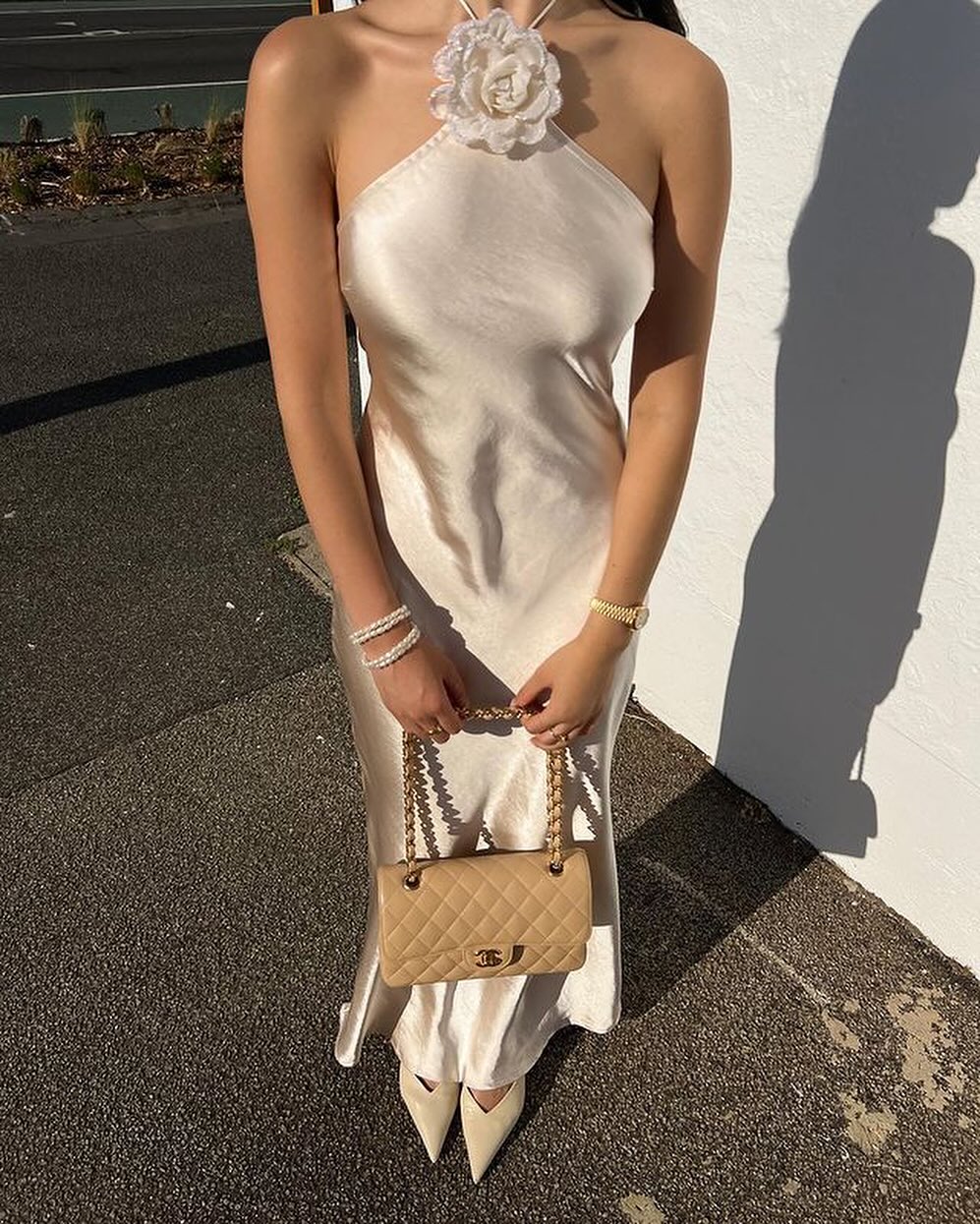 Elora | Satin Halterneck Maxi Dress