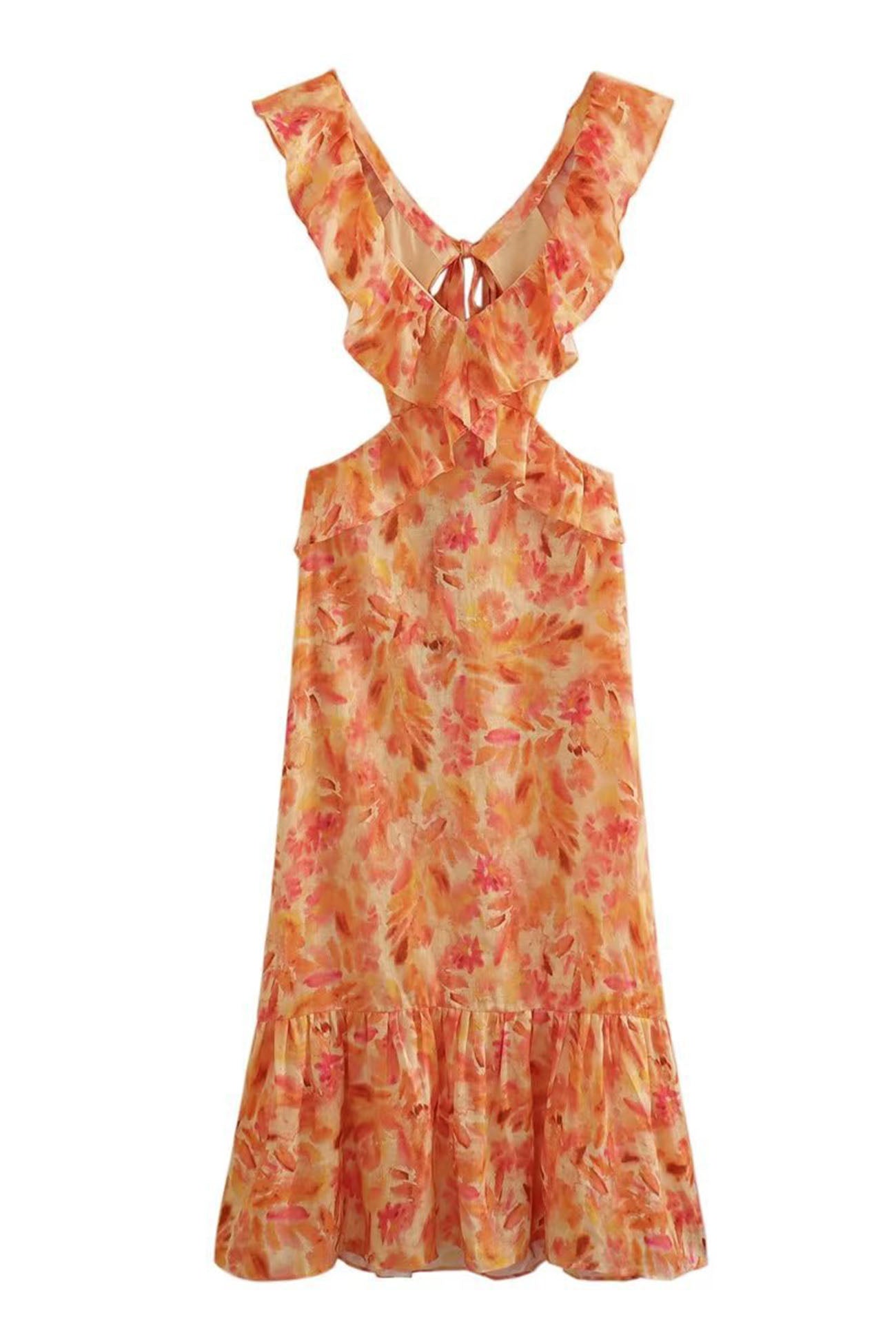Aria | Floral Ruffle Midi Dress