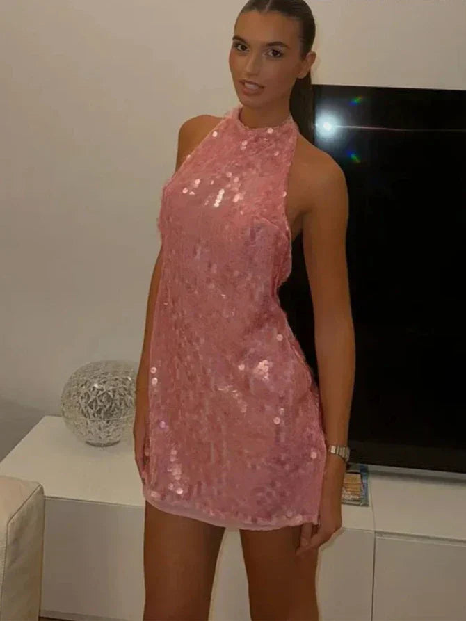 Jade | Sleeveless Pink Sequin Dress