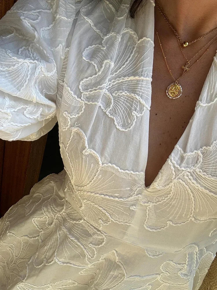 Kiara | Embroidered Puff Dress