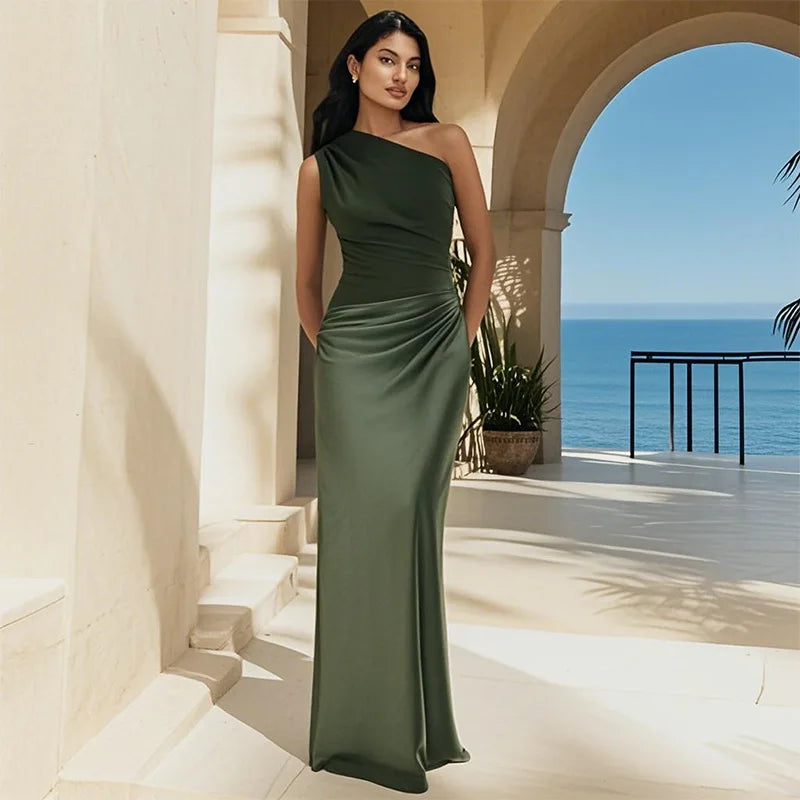 Sofia | Elegant One-Shoulder Satin Gown