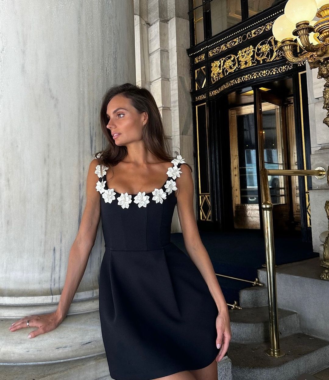 Elena | Floral Neckline Mini Dress