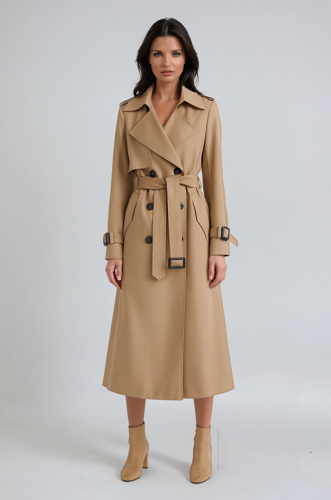 Amara | Belted Long Trench Coat