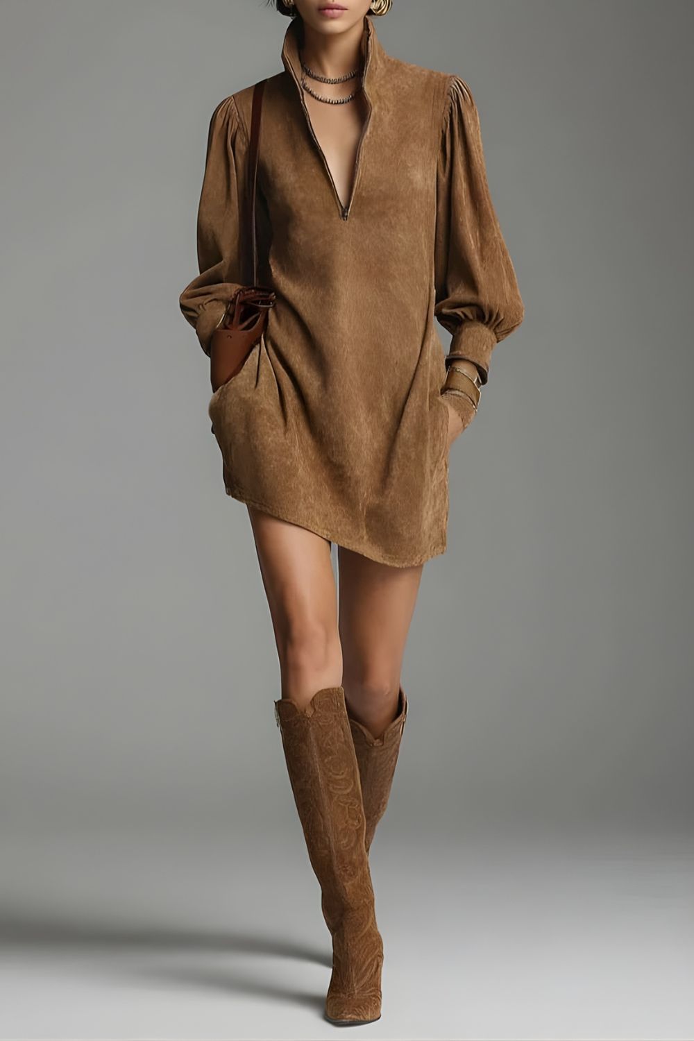 Valmira – Suede vintage charm – Mini dress