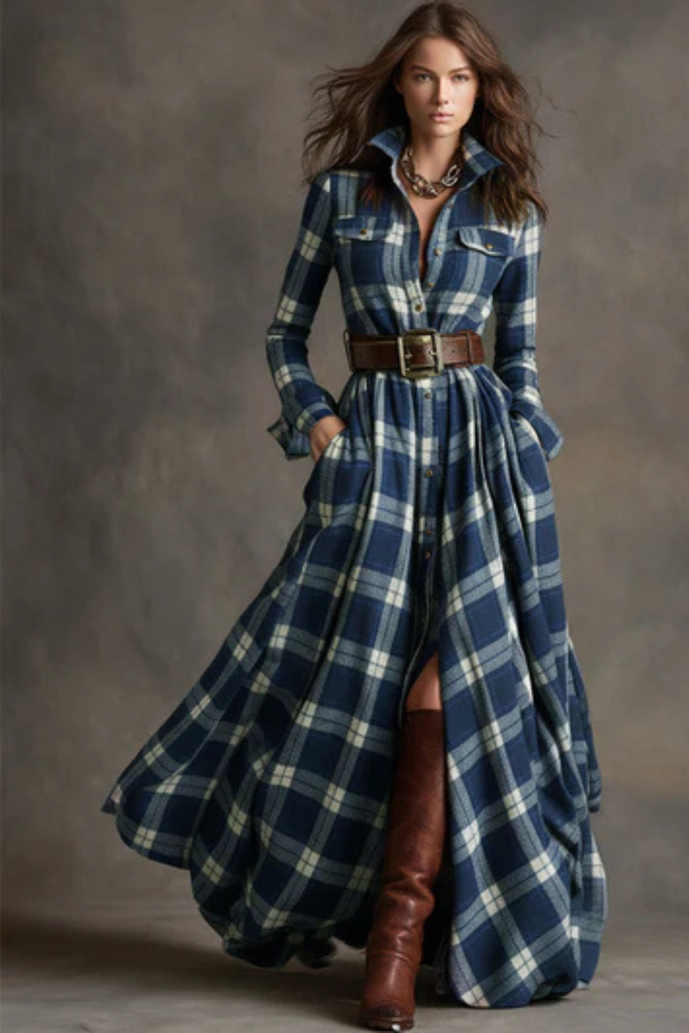 Velerine – Highland charm – Plaid maxi shirt dress