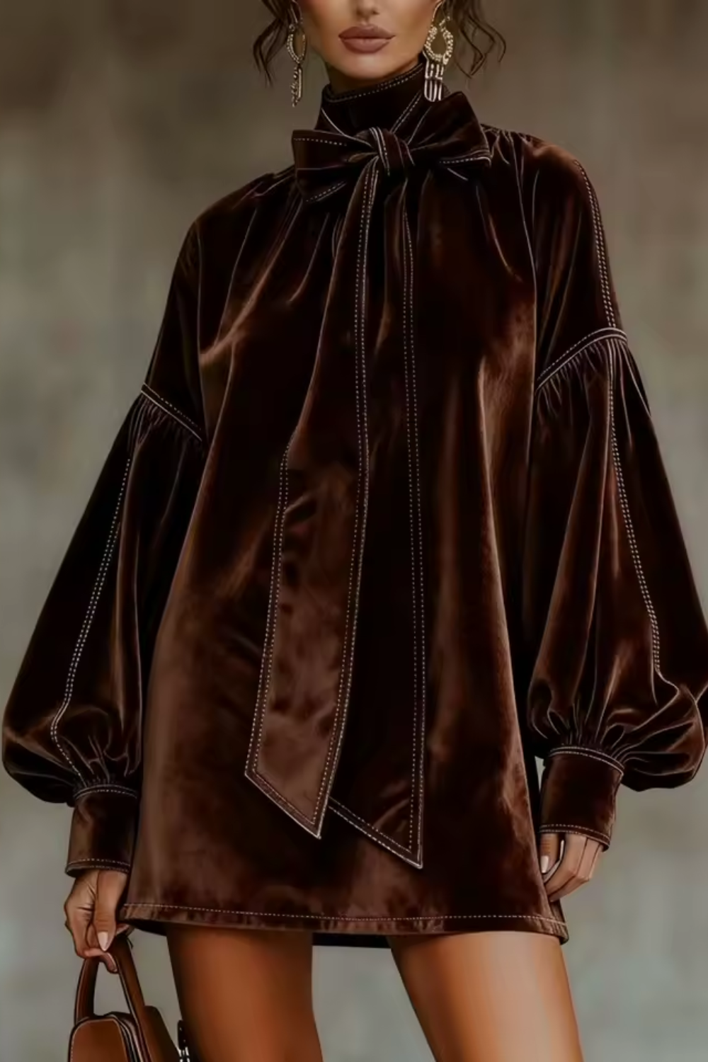 Velourine – Bow neck elegance – Mini dress
