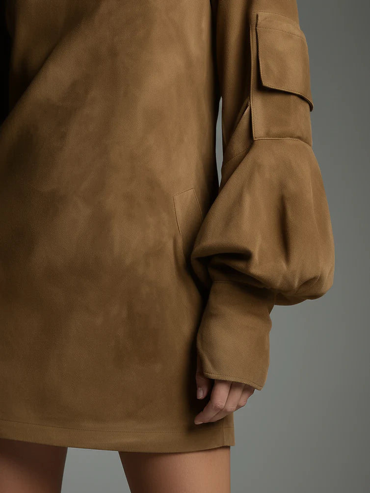 Lila | Luxurious Suede Turtleneck Dress