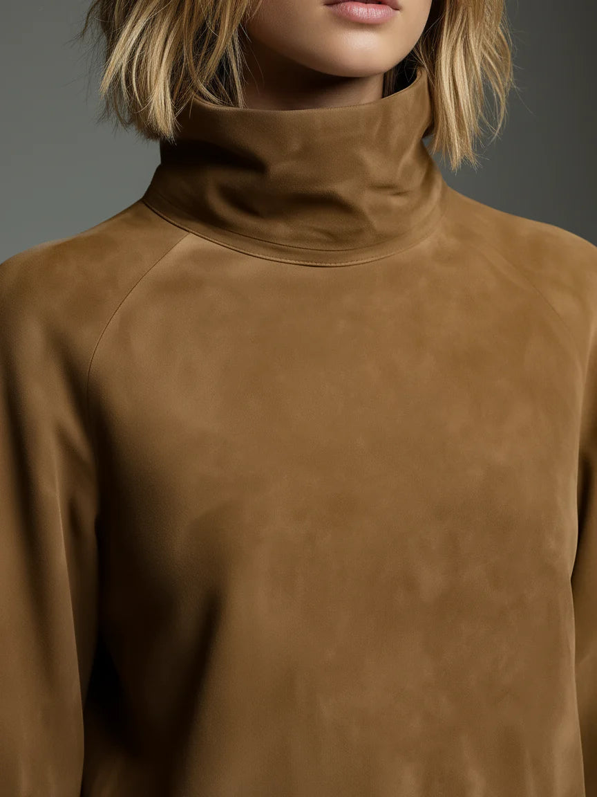 Lila | Luxurious Suede Turtleneck Dress