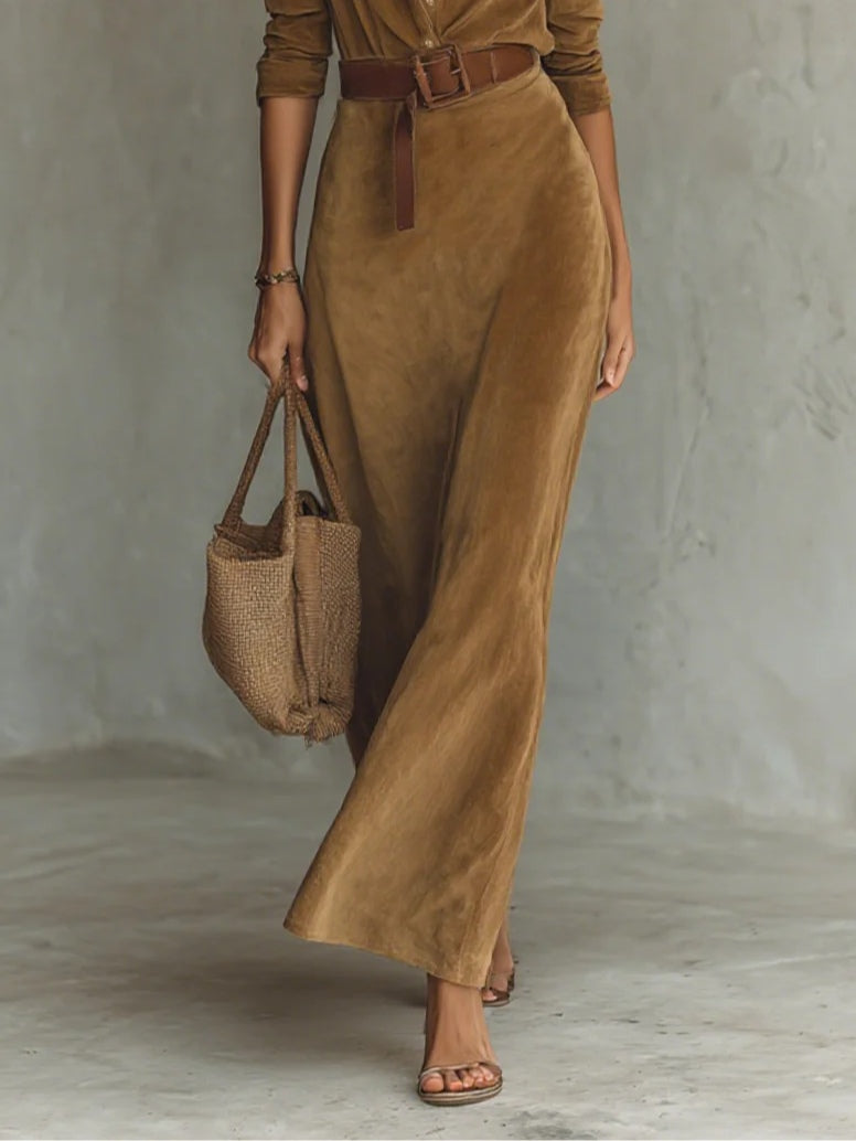 Aurora | Belted Suede Dress