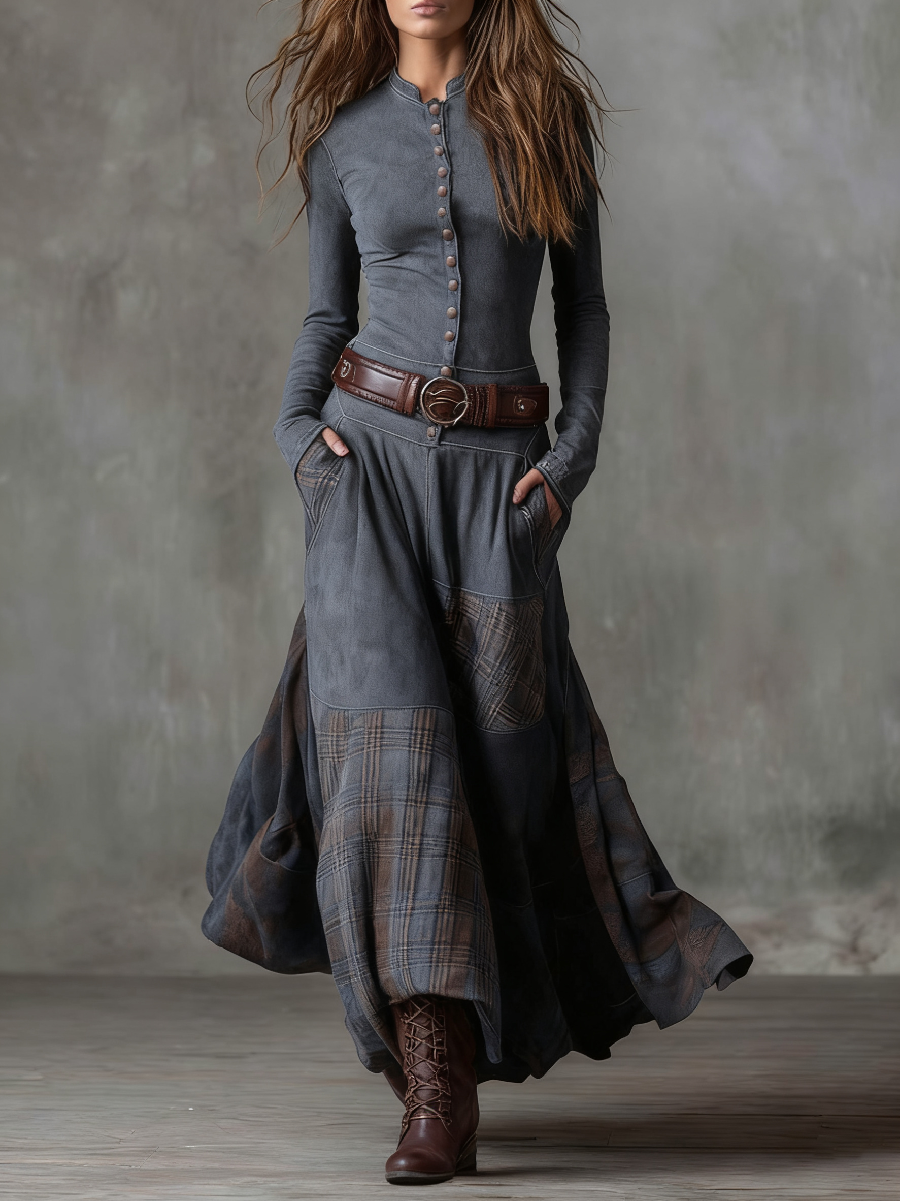 Aveline | Vintage Suede Maxi Dress