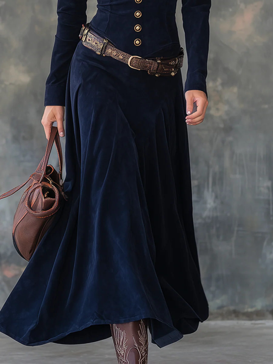 Mirella | Elegant Suede Maxi Dress