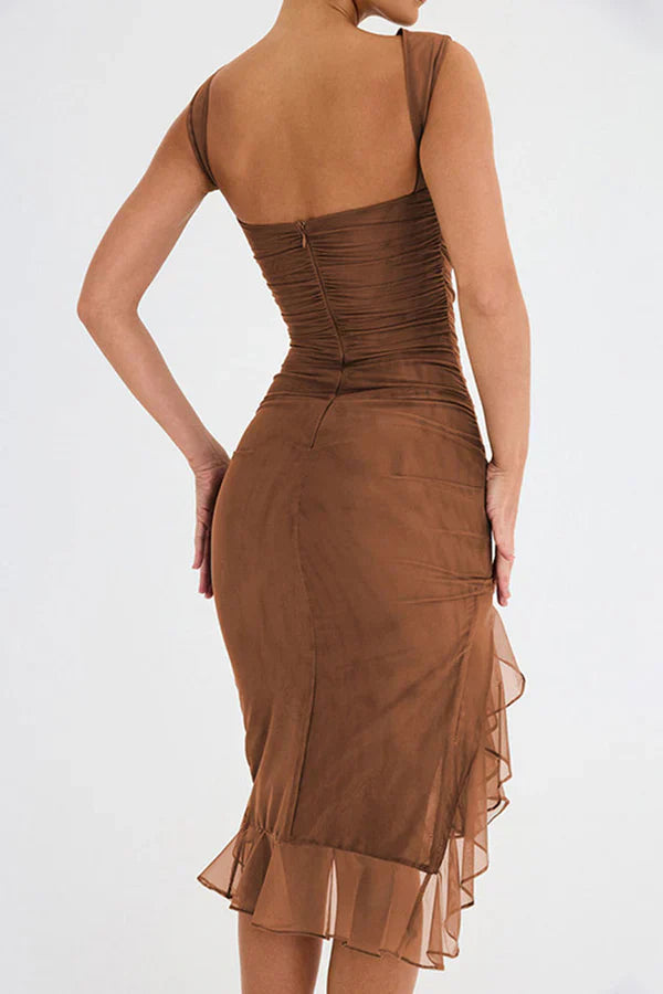 Elina | Boat-Neck Ruffle Dress