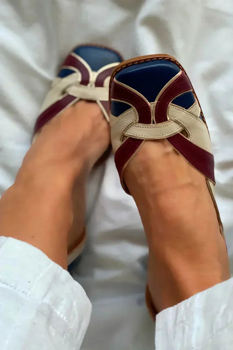 Mara | Tri-Colour Leather Flats