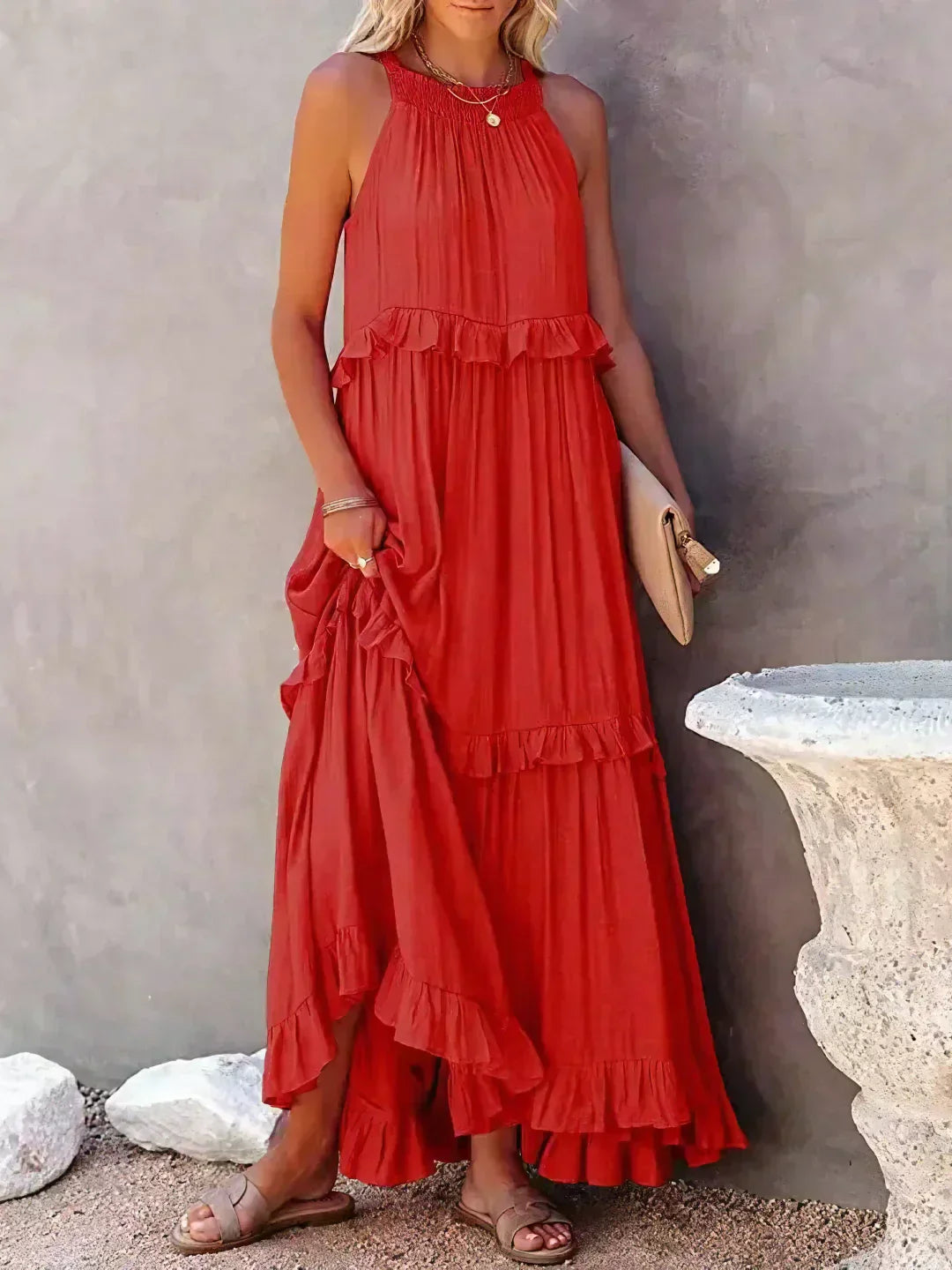 Lara | Halterneck Dress with Ruffles
