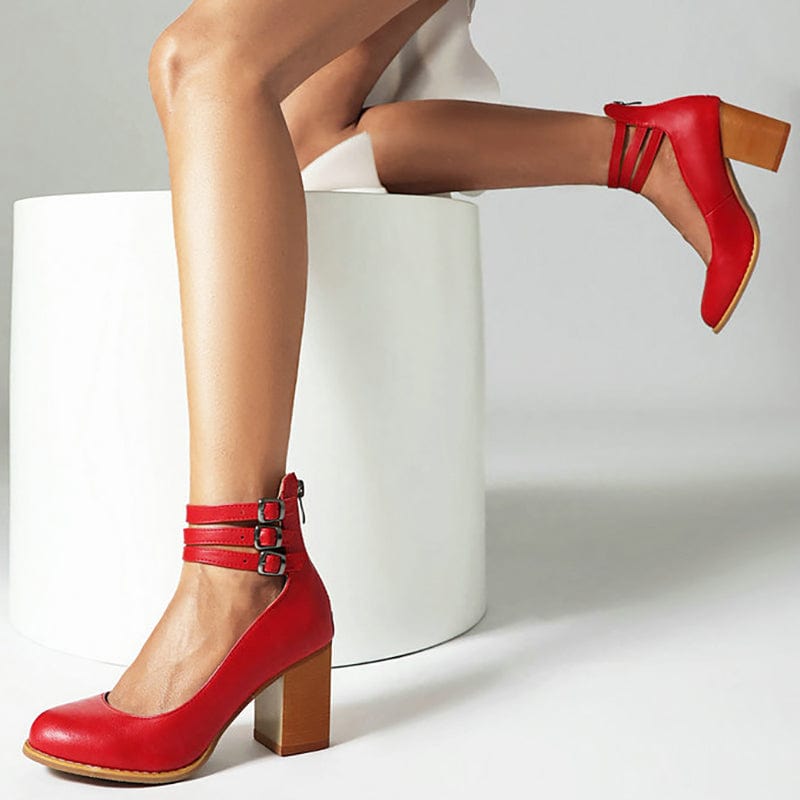 Aria | Elegant Triple Buckle Heels