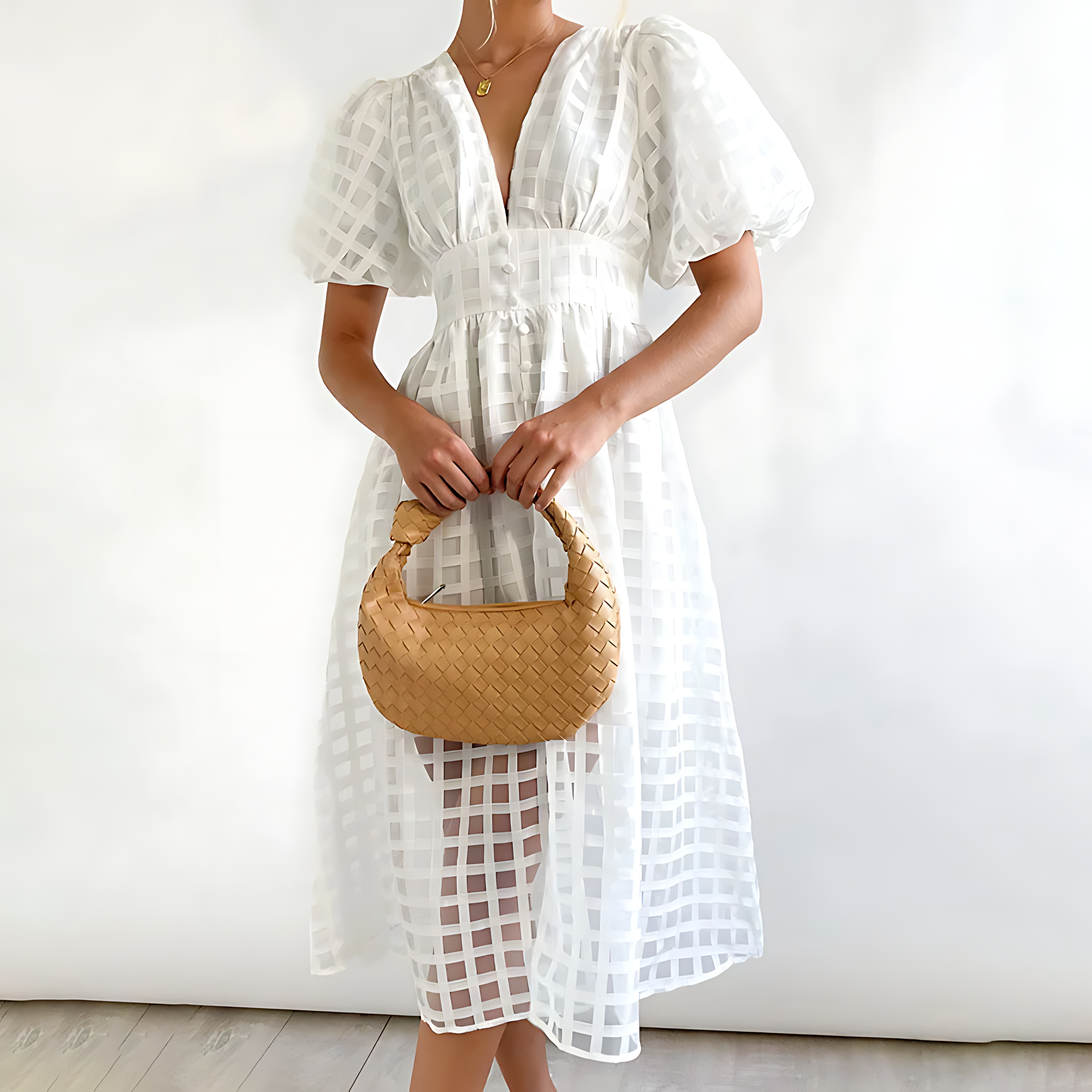 Clara | Puff Sleeve Midi Gown
