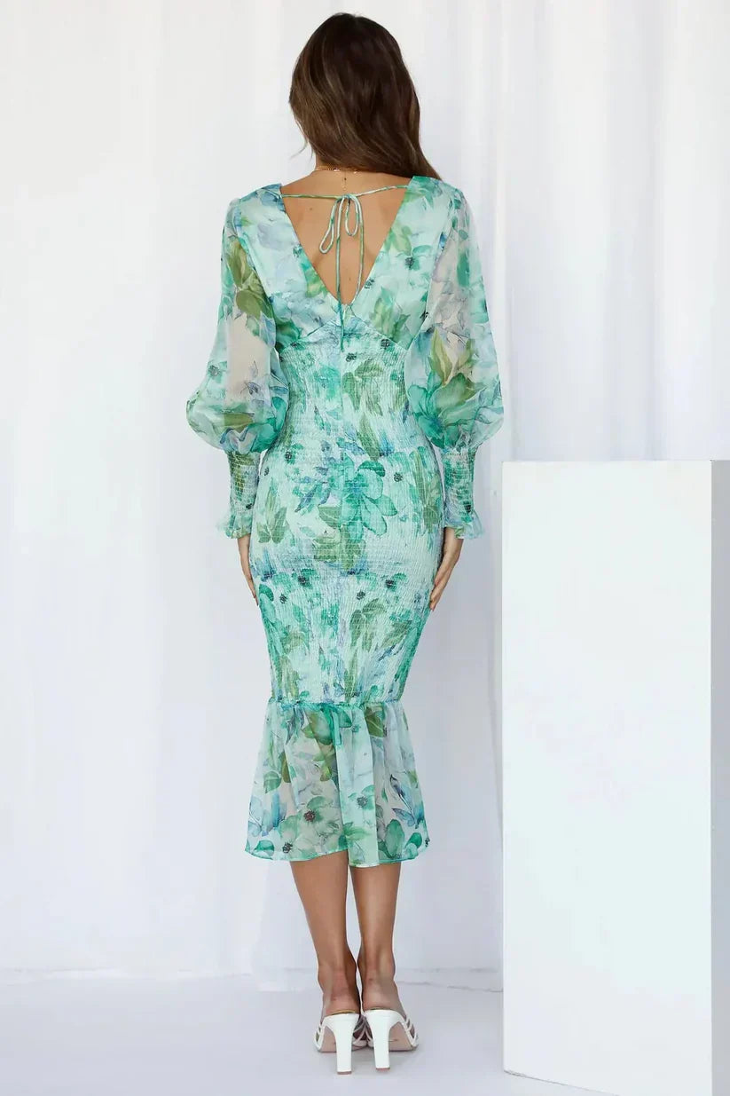 Elena | Floral Print Midi Dress