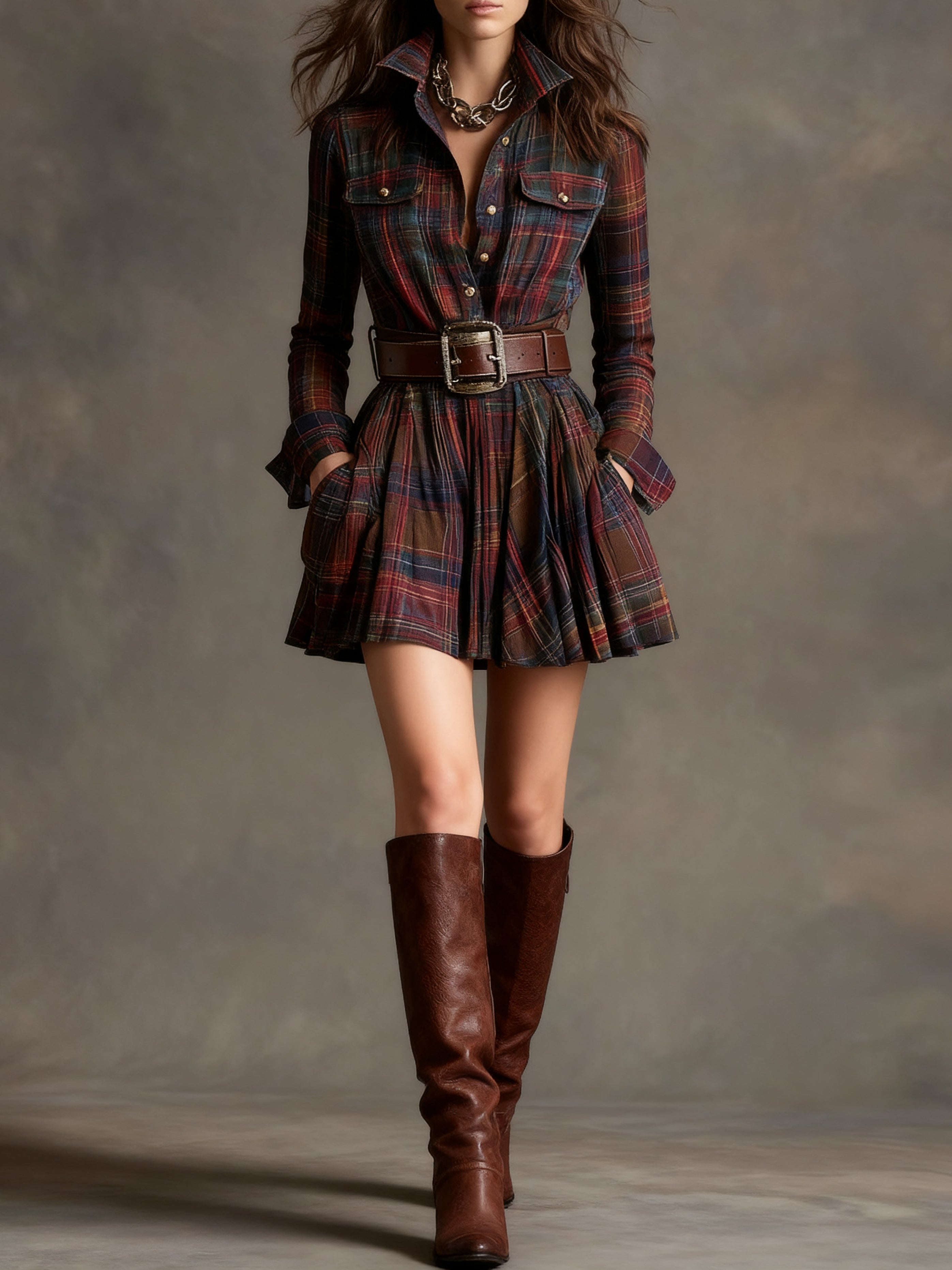 Bellarive – Tartan charm – Shirt dress (Includes belt)