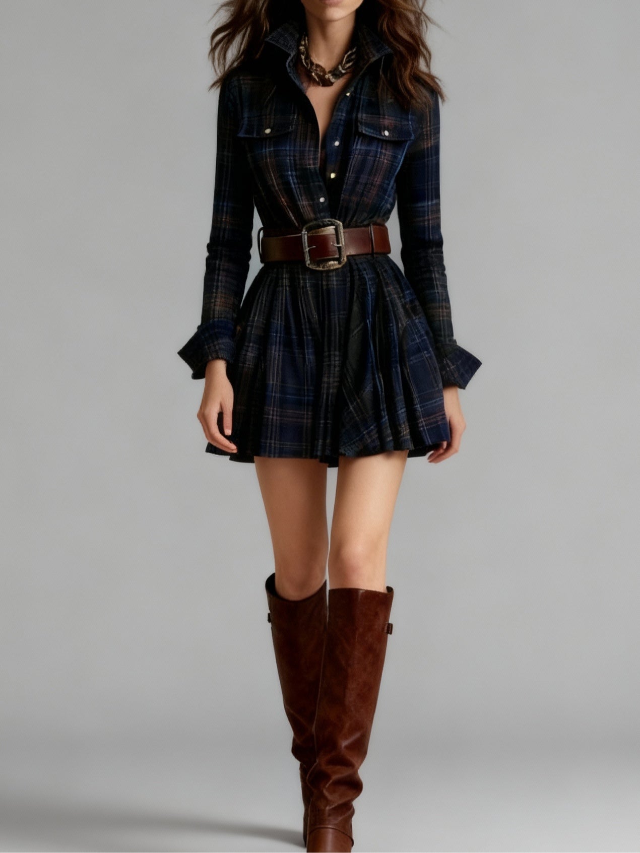 Bellarive – Tartan charm – Shirt dress (Includes belt)