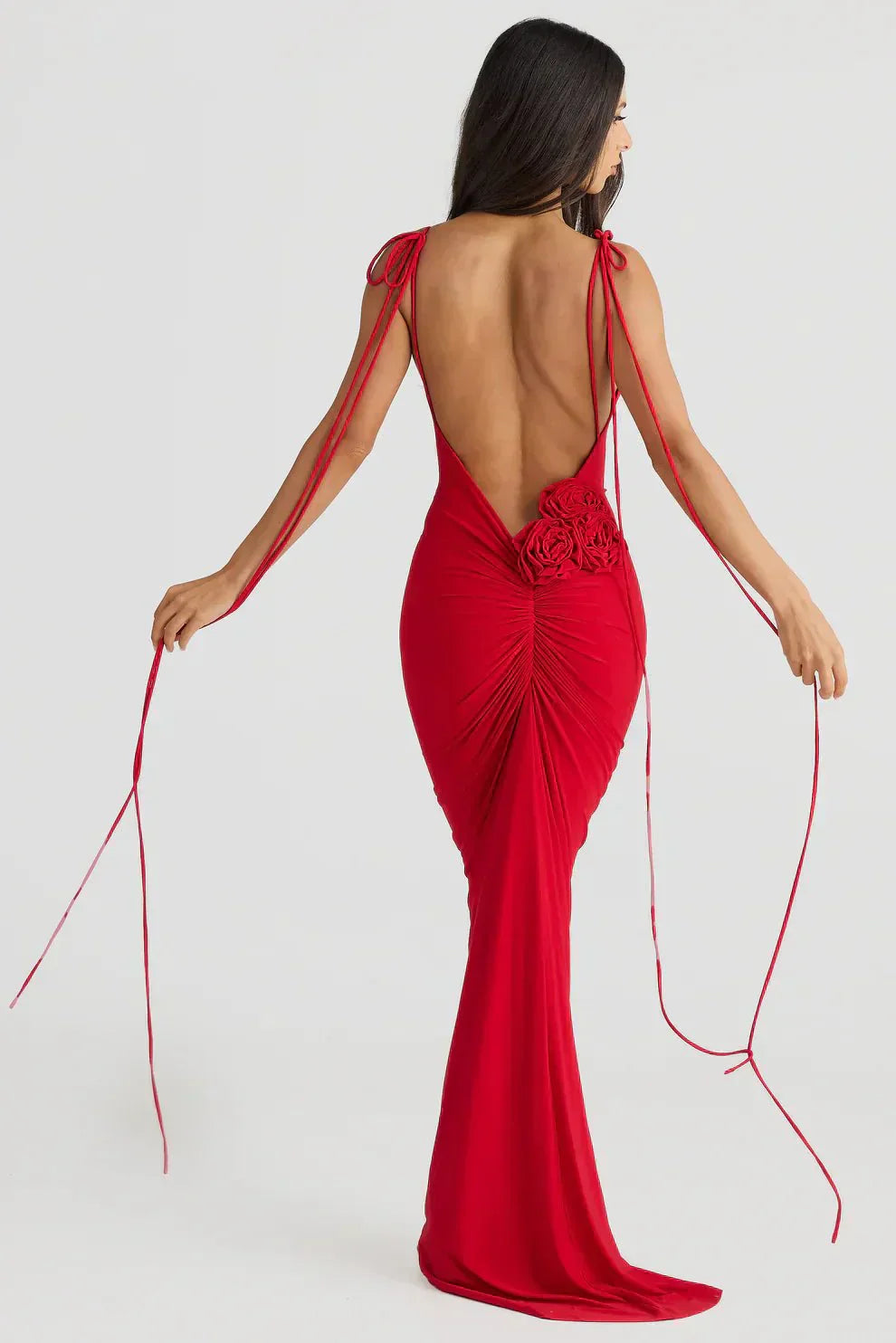 Jasira | Backless Rose Maxi Dress