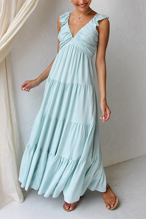 Marina | V-Neck Ruffle Maxi Dress