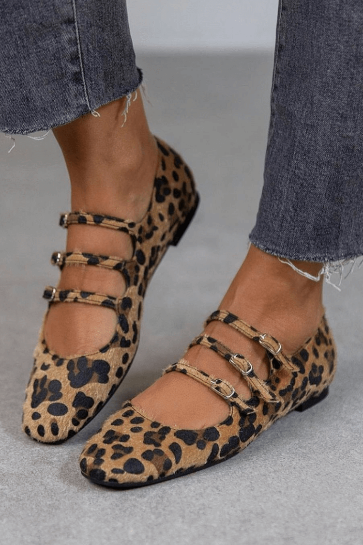 Elena | Leopard Print Buckle Flats