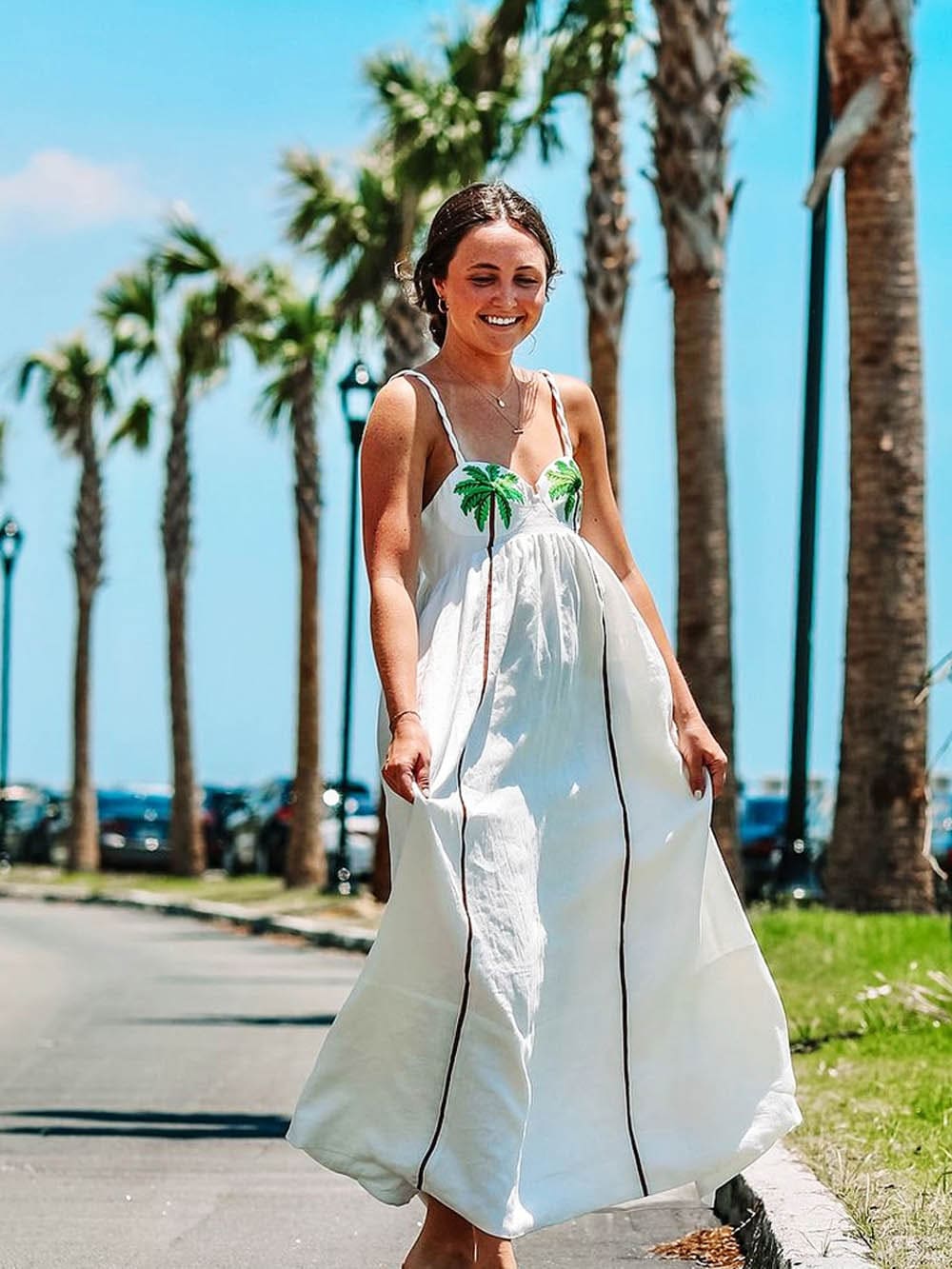 Isadora | Flowing Palm Print Maxi Dress