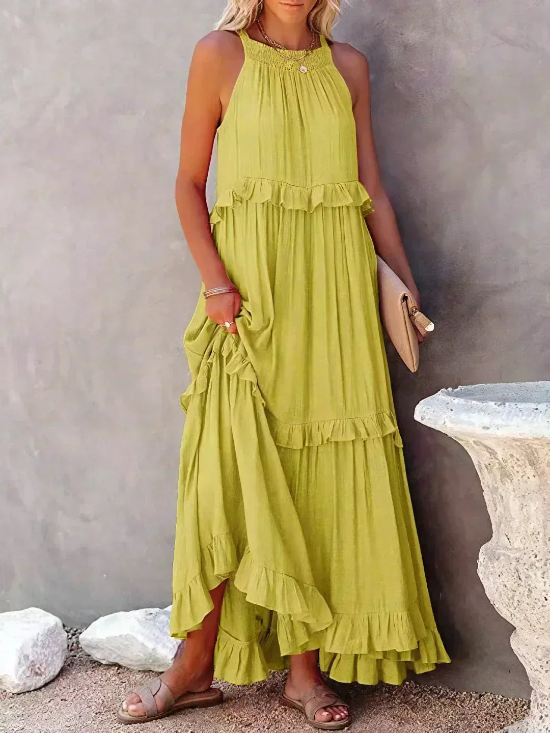 Lara | Halterneck Dress with Ruffles