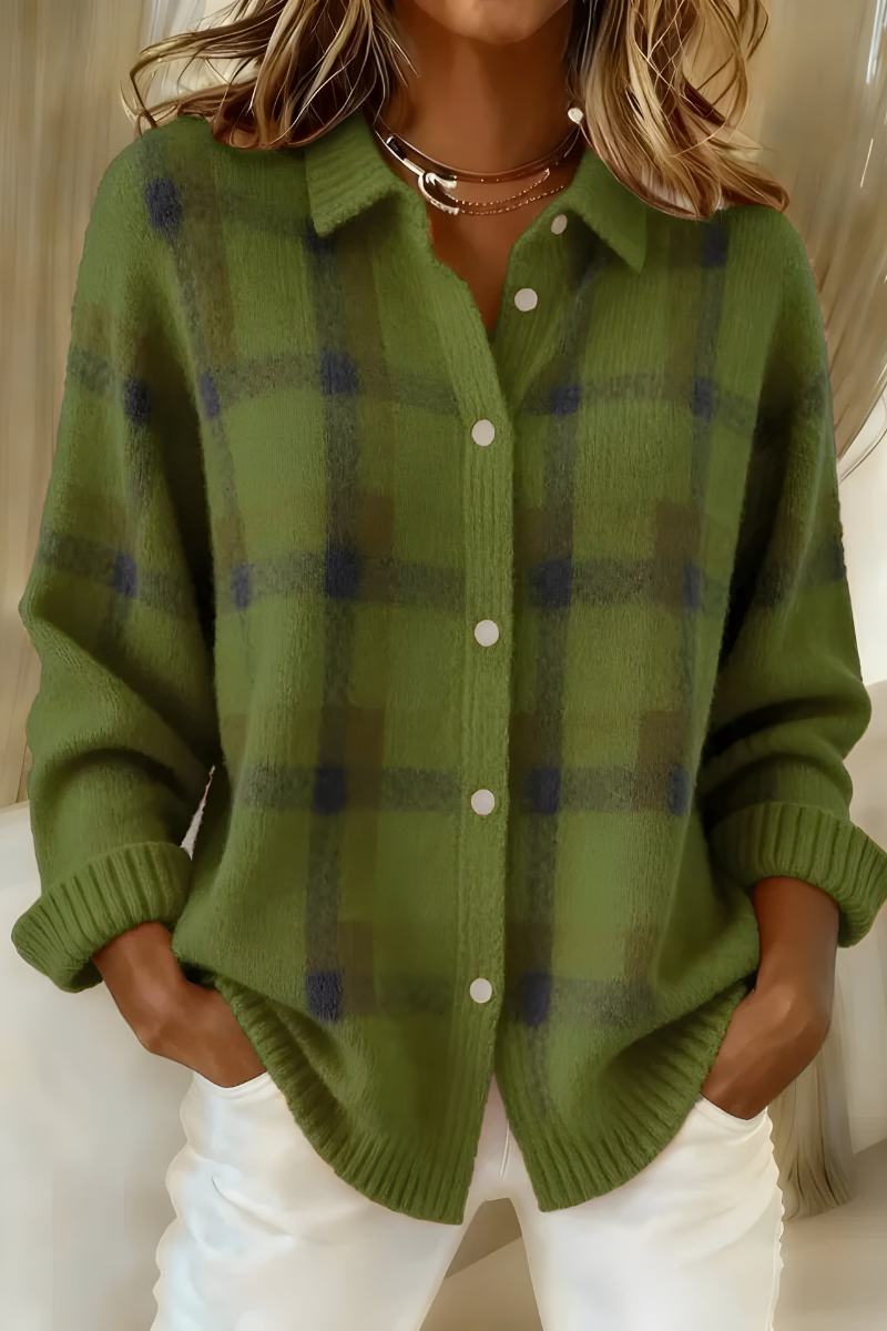 Thalia | Checked Knit Cardigan