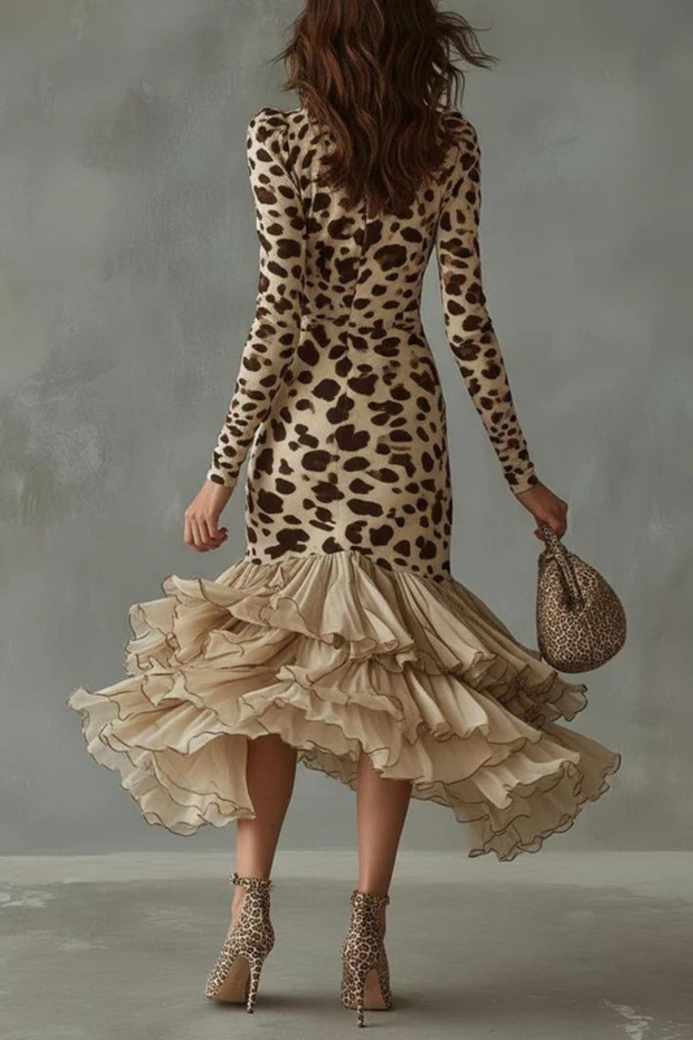 Lioraé – Ruffled hem – Leopard print midi dress