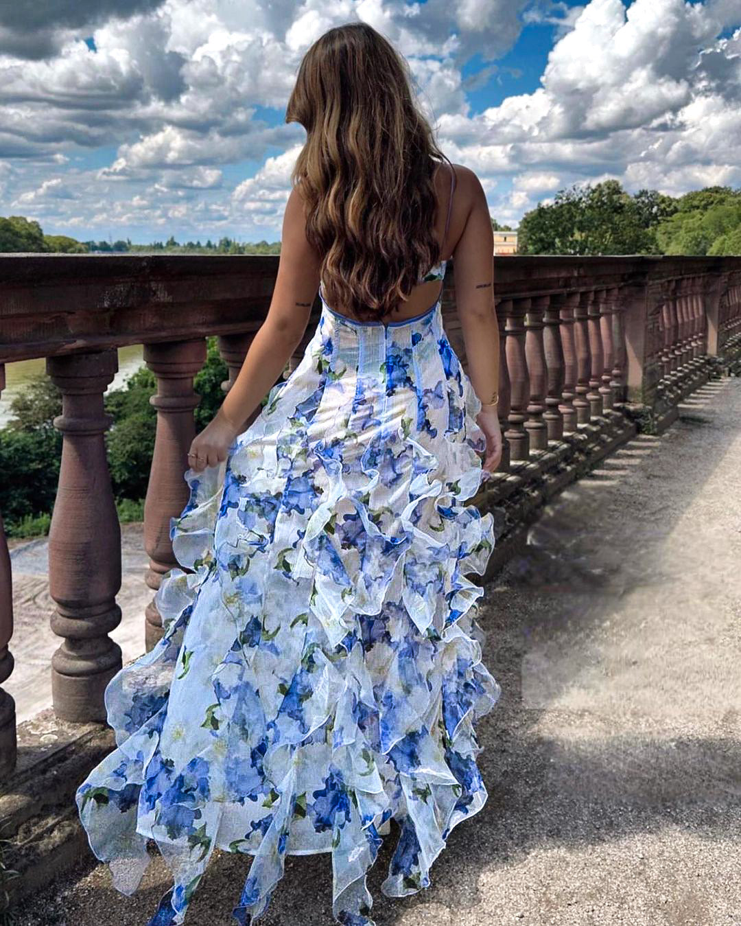 Isla | Ruffled Floral Gown