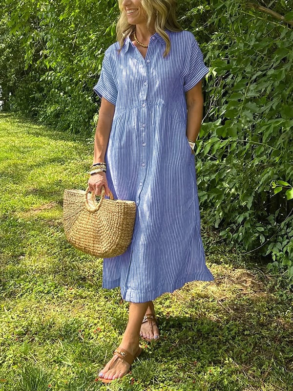 Anya | Striped Cotton Shirt Dress
