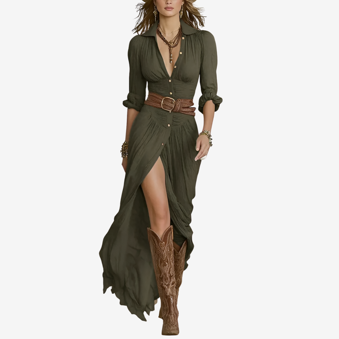 Eva | Elegant Belted Maxi Dress