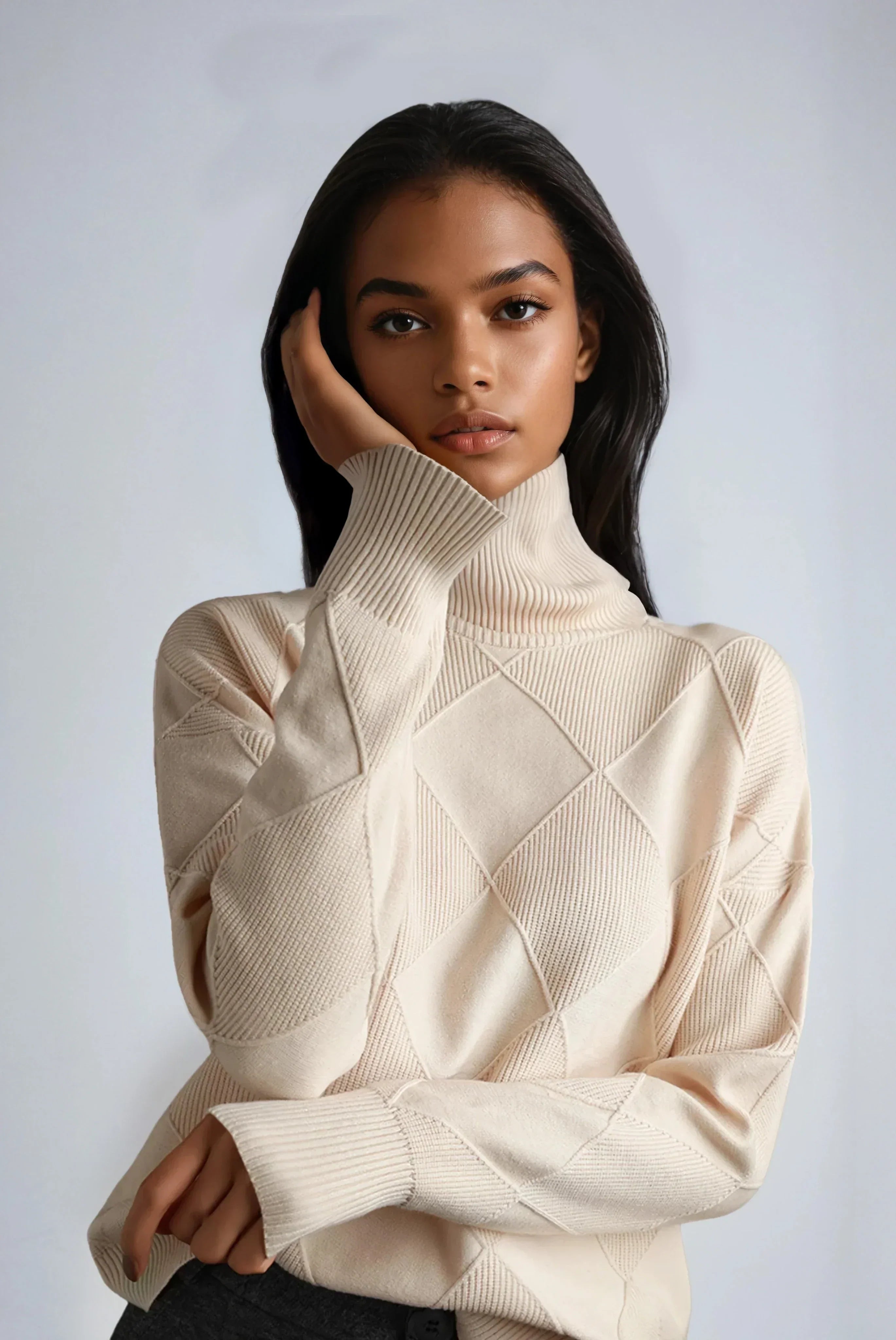 Livia | Turtleneck Sweater with Diamond Motif
