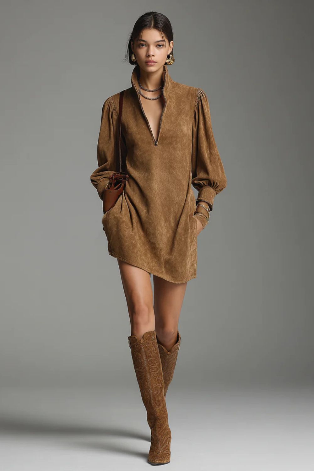 Valmira – Suede vintage charm – Mini dress