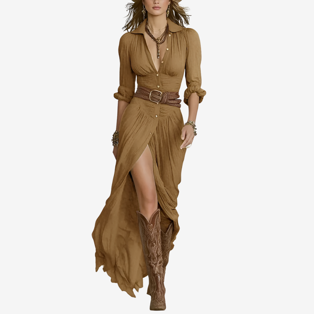 Eva | Elegant Belted Maxi Dress