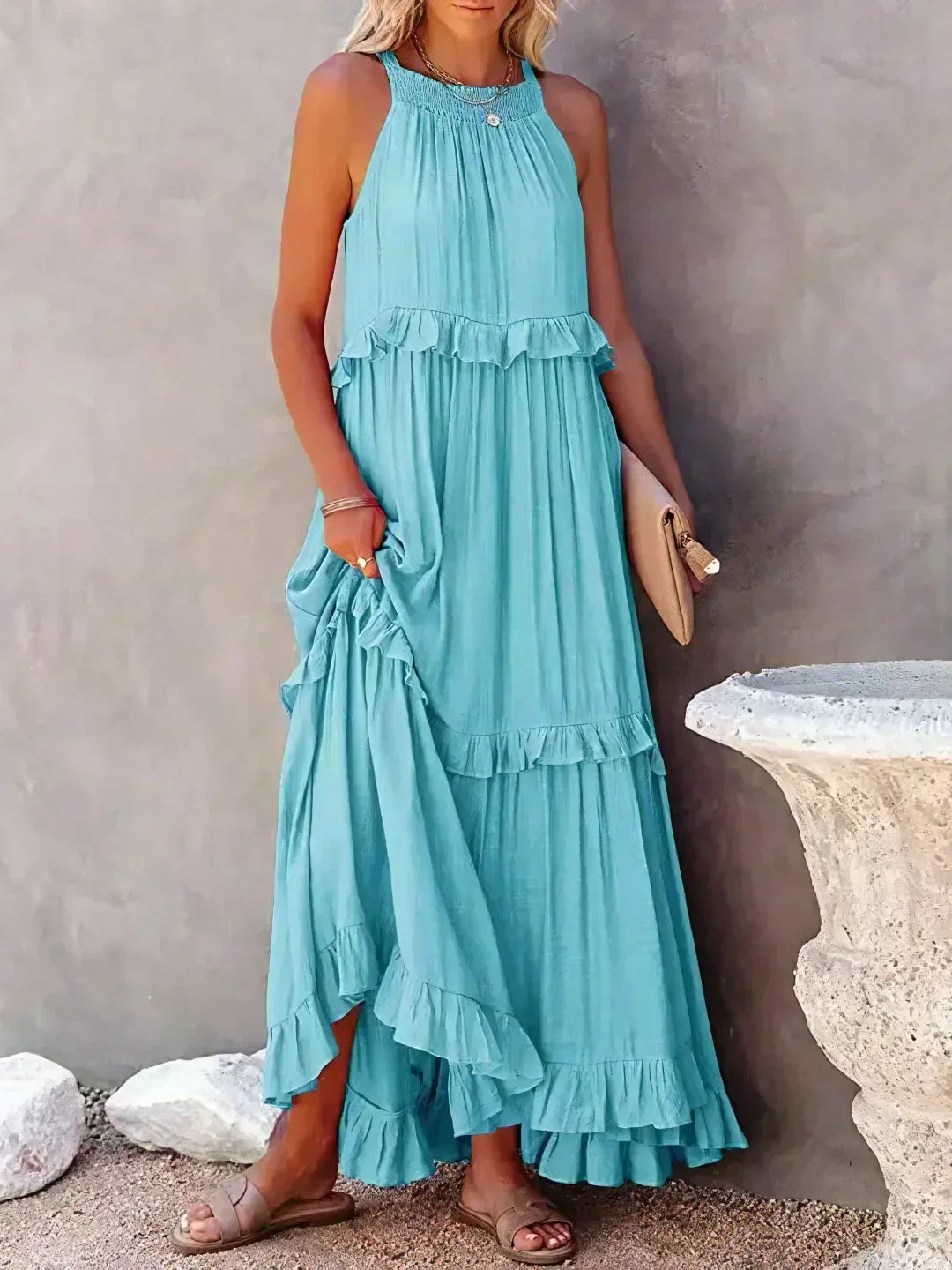 Lara | Halterneck Dress with Ruffles